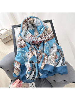CrossKulture - Women Blue Floral Viscose Scarf