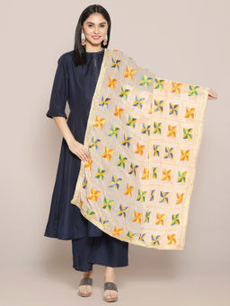 Dupatta Bazaar - Womens Peach Phulkari Chiffon Dupatta