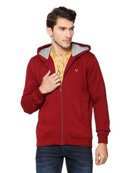 Allen Solly - Men Solid Maroon Sweatshirt