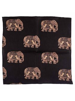 The Tie Hub - Grey Elephant Print Silk and Cotton Pocket Square