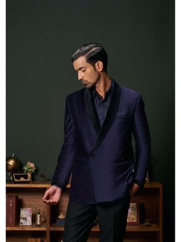 Philocaly - Vasilios Regular Fit Solid Blue Tuxedo