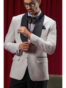 Philocaly - Burton Slim Fit Solid White Tuxedo