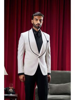 Philocaly - Costner Slim Fit Solid White Tuxedo