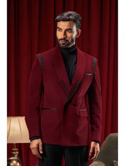 Philocaly - Cameron Regular Fit Solid Maroon Tuxedo
