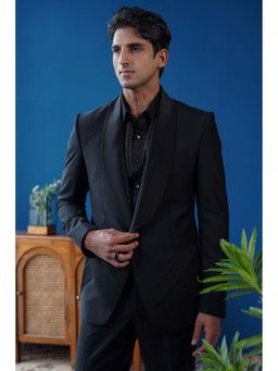 Philocaly - Noctis Slim Fit Solid Black Tuxedo