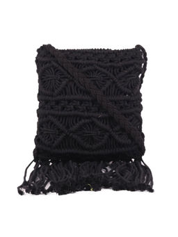 Astrid - Black Macrame Crossbody Sling Bag