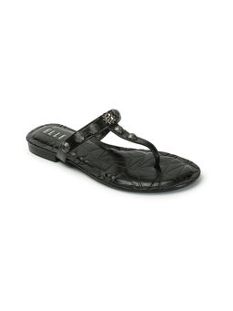 ELLE - Womens Fashionable Black Color Textured Slip-On Flats