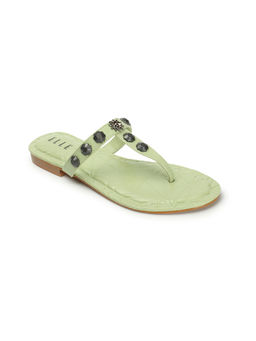 ELLE - Womens Fashionable Pista Green Color Textured Slip-On Flats