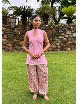 Shubh Shree Studio - Pink Meher Kurti with Farshi Salwar