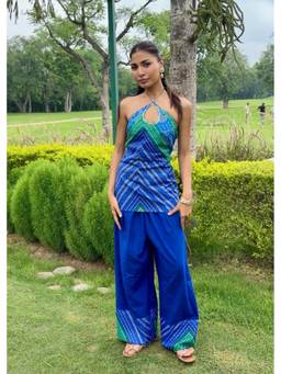 Shubh Shree Studio - Blue Morni Bandhani Kurti with Farshi Salwar