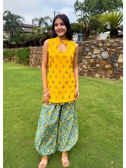 Shubh Shree Studio - Yellow Basanti Kurti with Farshi Salwar