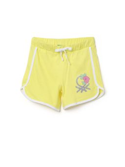 United Colors of Benetton - Girls Yellow Solid Regular Fit Shorts