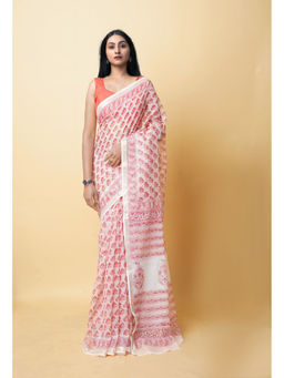 Unnati Silks - Pure Hand Block Printed Kota Saree with Unstitched Blouse