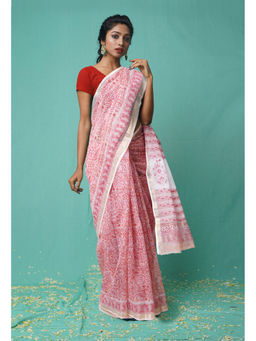 Unnati Silks - Pure Hand Block Printed Kota Saree with Unstitched Blouse