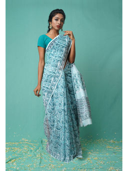 Unnati Silks - Pure Hand Block Printed Kota Saree with Unstitched Blouse