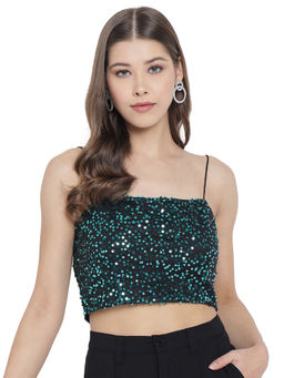 Trend Arrest - Green Sequence Crop Top