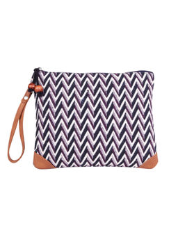 Astrid - Purple Black Cotton Makeup-Travel Pouch with Tassels