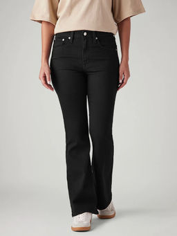 Levi's - Women 726 Black High Rise Flared Fit Cotton Stretch Blend Jeans