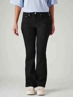 Levi's - Women 725 Black Mid Rise Bootcut Fit Cotton Stretch Blend Jeans