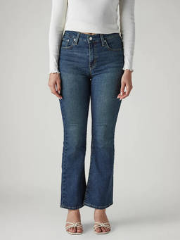 Levi's - Women 725 Dark-Blue Bootcut Fit Mid Rise Jeans