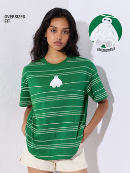The Souled Store - Official Disney Baymax: Let Hang Women Green Oversized T-Shirt