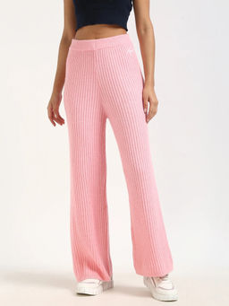 Tommy Hilfiger - Pink Relaxed Fit Textured High Rise Leggings