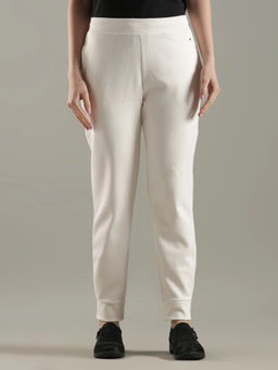 Tommy Hilfiger - White Regular Fit Solid Mid Rise Joggers