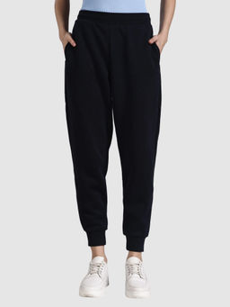 Tommy Hilfiger - Navy Blue Relaxed Fit Solid Mid Rise Joggers