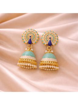 Bdiva - Gold Plated Peacock Style Jhumki Earrings