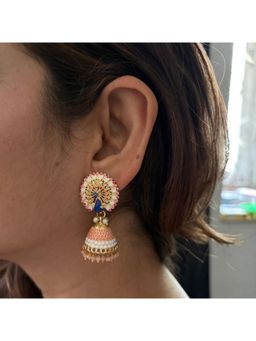 Bdiva - Gold Plated Peacock Style Jhumki Earrings