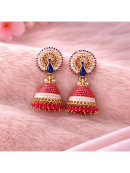 Bdiva - Gold Plated Peacock Style Jhumki Earrings