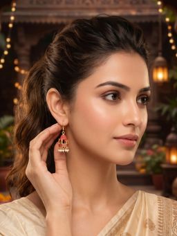 Bdiva - Gold Plated Jarokha Jhumki Earrings