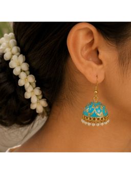 Bdiva - Ocean Bloom Gold-Plated Pearl Drop Jhumki Earrings
