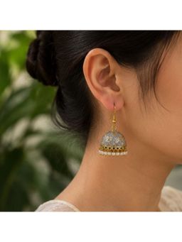 Bdiva - Classic Gold-Plated Pearl Drop Jhumki Earrings