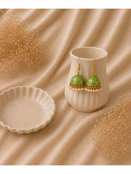 Bdiva - Emerald Grace Gold-Plated Pearl Drop Jhumki Earrings