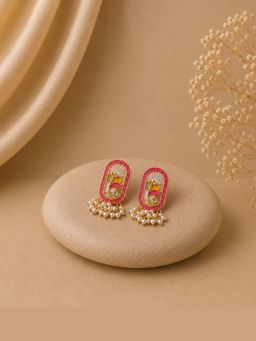 Bdiva - Gold-Plated Pink Pearl Stud Earrings