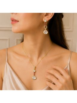 Bdiva - Gold Plated Cubic Zirconia Pendant Set