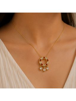 Bdiva - Gold Plated Cubic Zirconia Chain Pendant