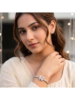 Bdiva - Rhodium Plated Cubic Zirconia Butterfly Style Bracelet