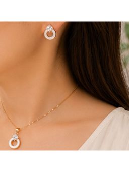 Bdiva - Rose Gold Plated Cubic Zirconia Pendant Set