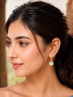 Bdiva - Bloom Gold-Plated Pink Cubic Zirconia Floral Drop Earrings