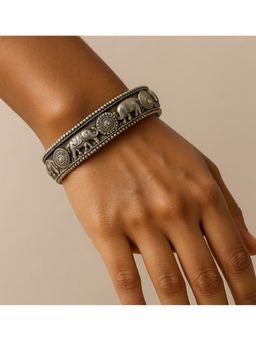 Bdiva - Oxidized Elephant Statement Bangle