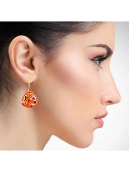 Bdiva - Gold Plated Hand-Painted Drop Earrings