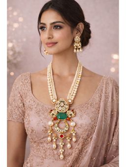 Bdiva - Gold Plated Kundan and Semi Cultured Pearl Choker Set
