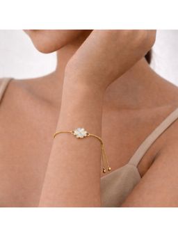 Bdiva - Gold Plated White Enamel Clover Leaf Bracelet