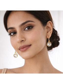 Bdiva - Gold Plated Classic Round Cubic Zirconia Drop Earrings