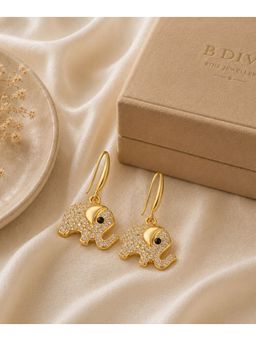 Bdiva - Gold Plated Elephant Charm Evil Eye Drop Earrings