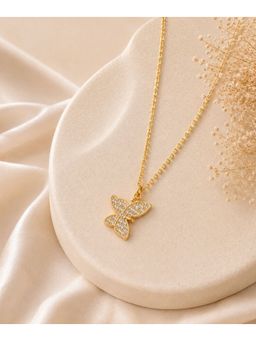 Bdiva - Gold Plated Butterfly Style Cubic Zirconia Pendant Necklace