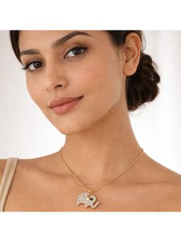 Bdiva - Gold Plated Elephant Charm Evil Eye Pendant Necklace