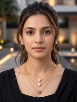 Bdiva - 3-Layered Gold-Plated Pearl Necklace